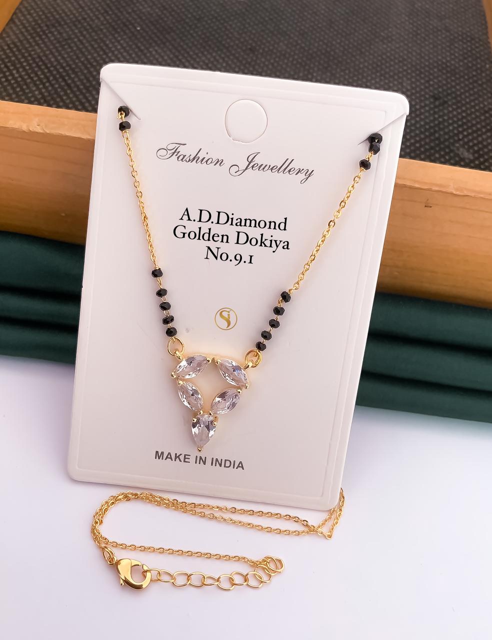 6 AD Golden Diamond Dokiya Mangalsutra Wholesale Shop In Surat
